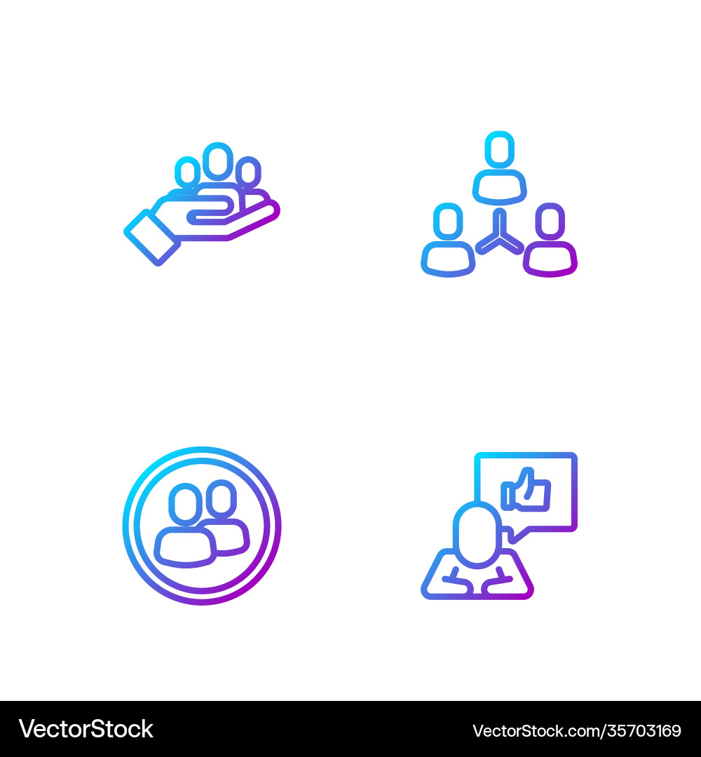 Set line hand like project team base for search Vector Image
