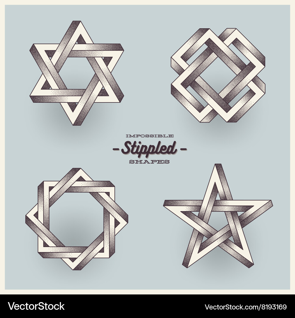 Set of impossible shapes with stippled gradient Vector Image