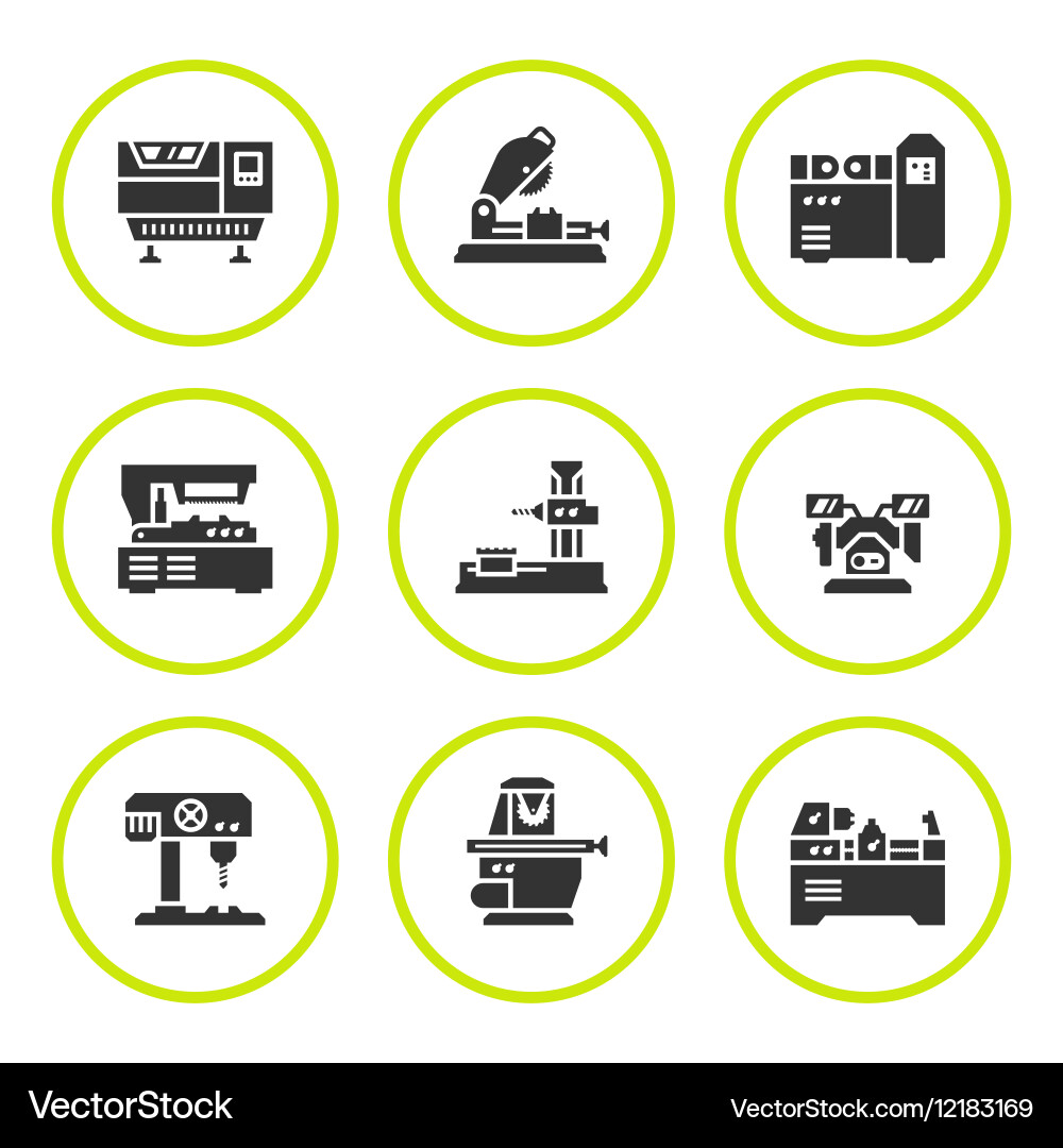 Set round icons of machine tool Vector Image