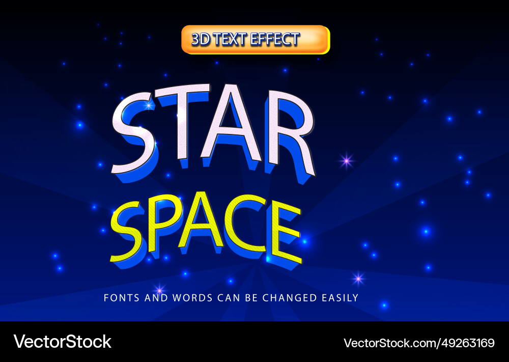 Star space 3d editable text effect style Vector Image