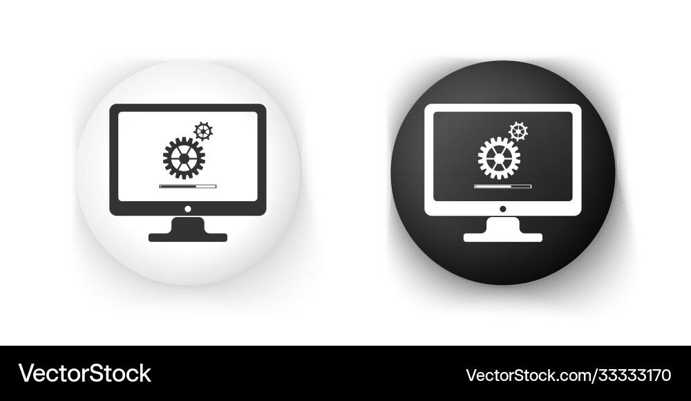 Black and white computer monitor update process Vector Image
