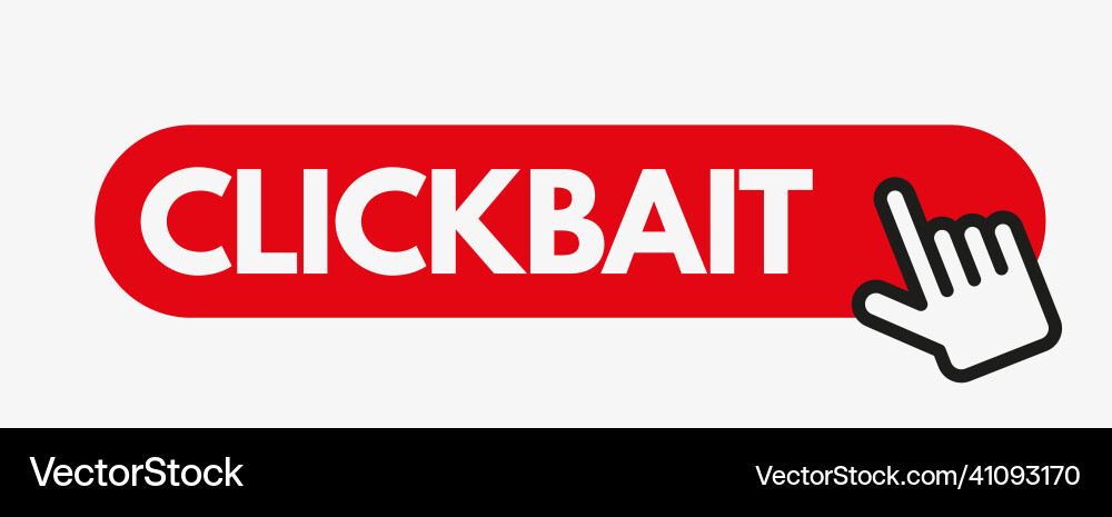 Clickbait icon with cursor arrow and click button Vector Image