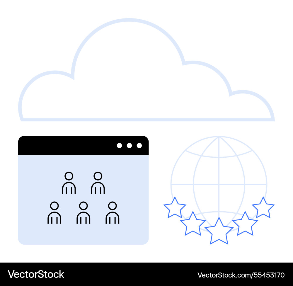 Cloud computing with team collaboration interface Cloud computing with team collaboration interface vector image