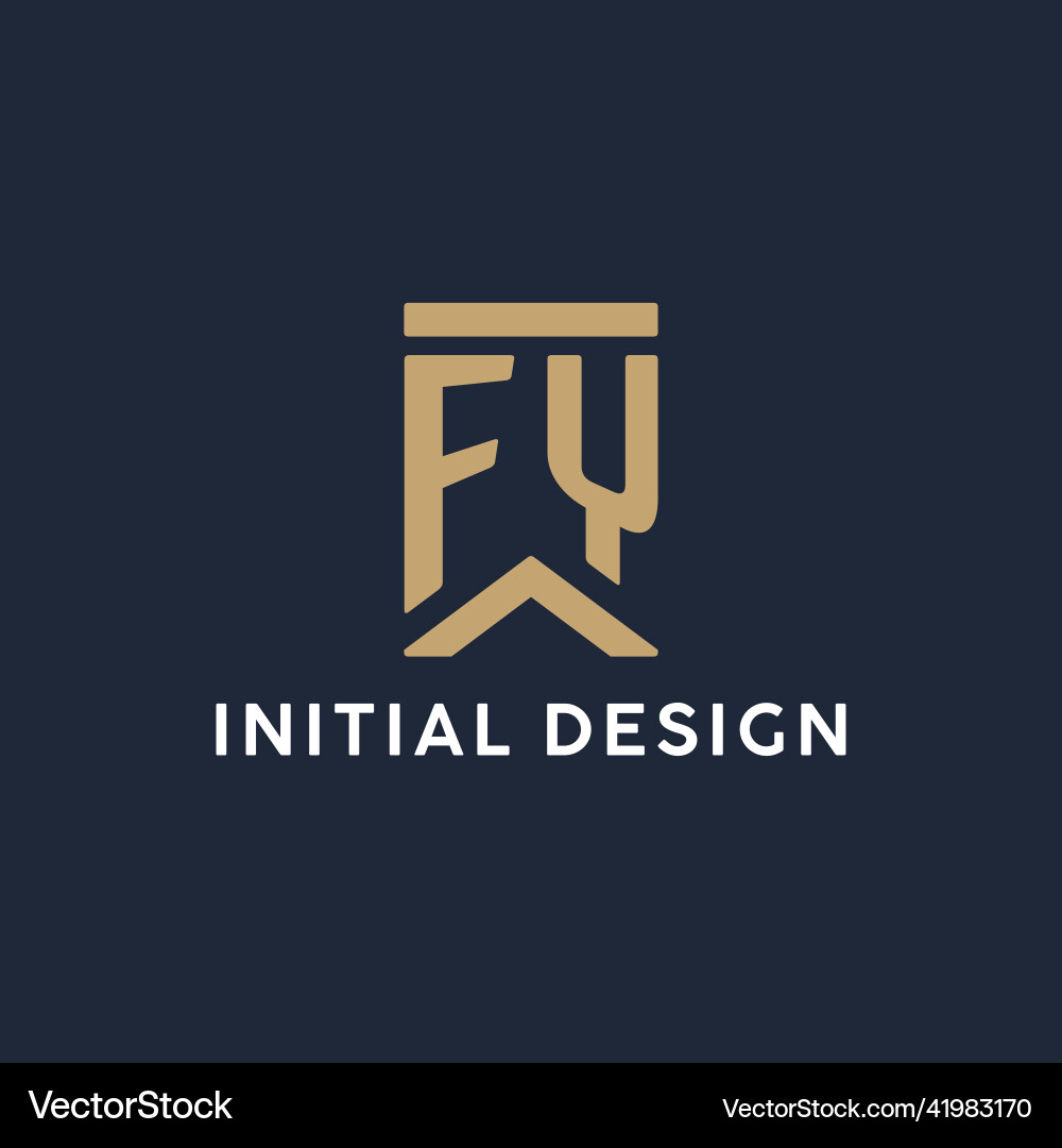 Fy initial monogram logo design in a rectangular Vector Image
