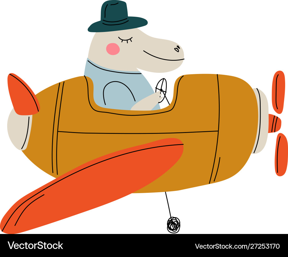 Hippo Pilot fliegen auf Retro-Ebene im Himmel niedlich Hippo Pilot fliegen auf Retro-Ebene im Himmel niedlich vektorbild