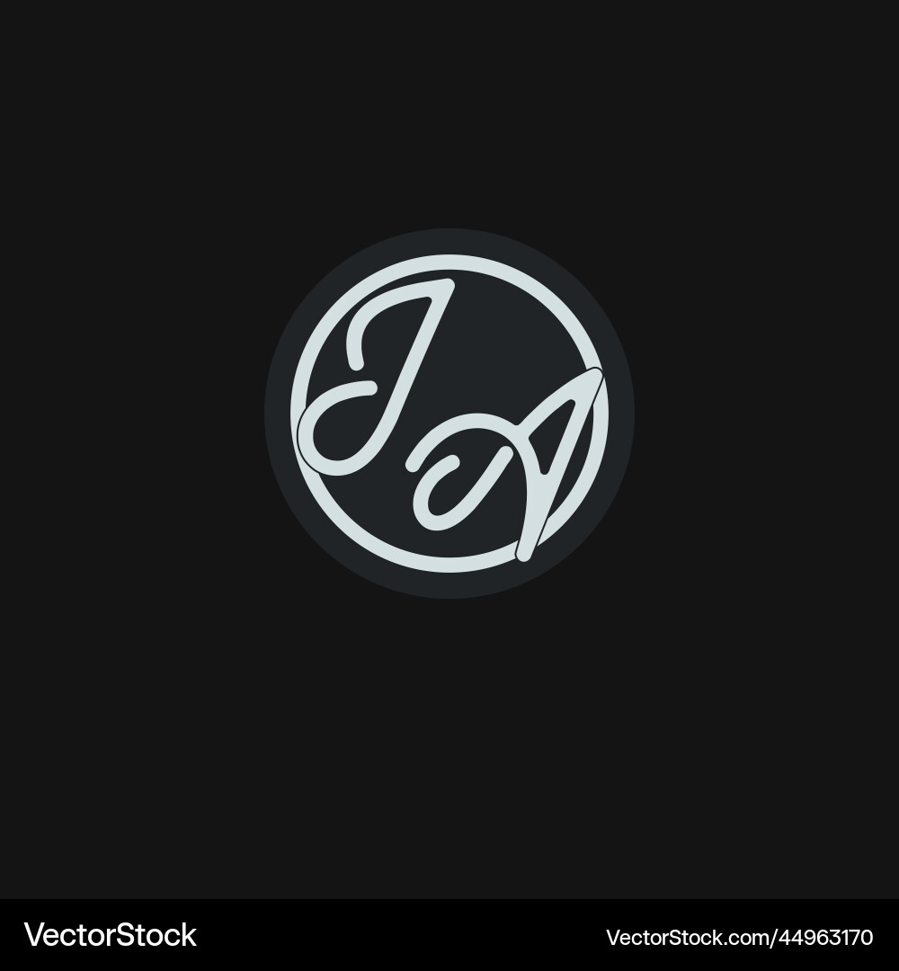 Initials ja logo monogram with simple circle line Vector Image