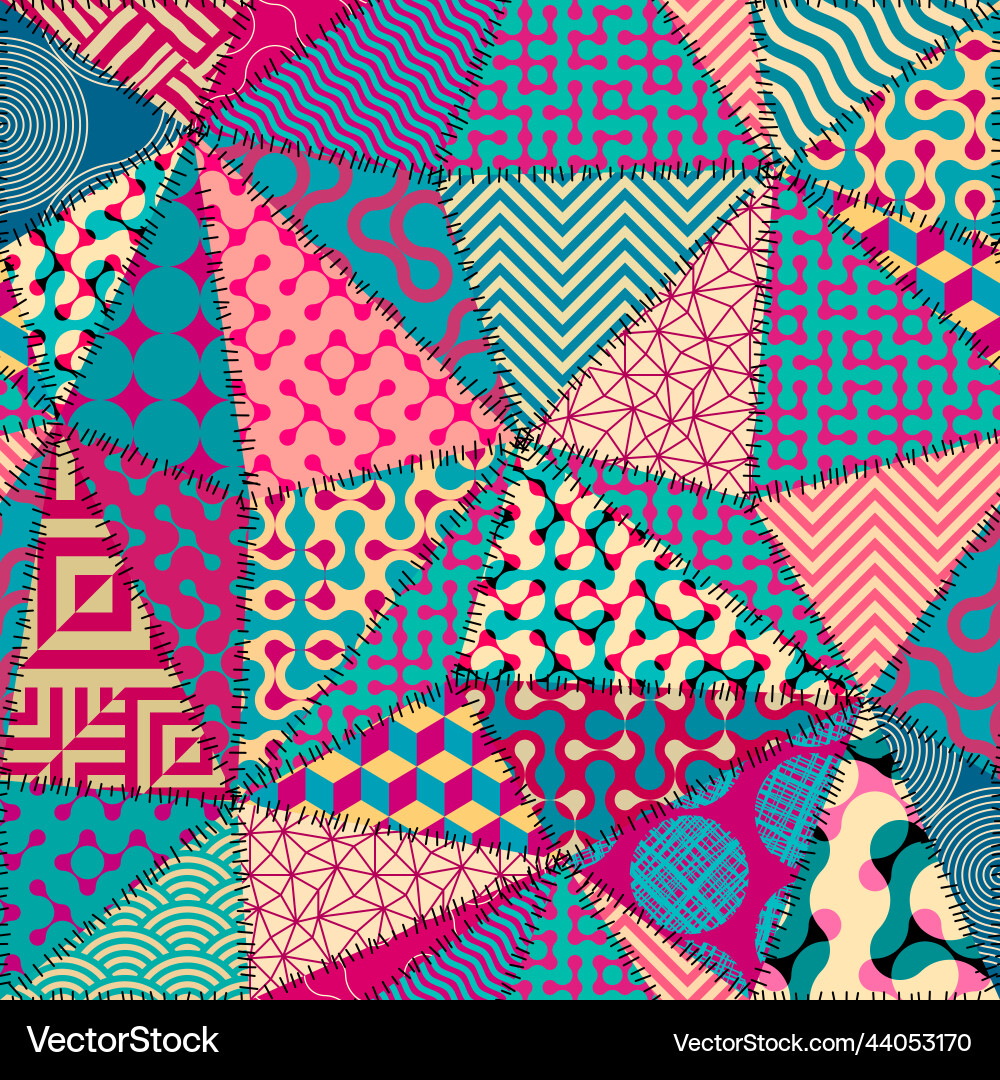 Patchwork textile pattern seamless quilting Patchwork textile pattern seamless quilting vector image