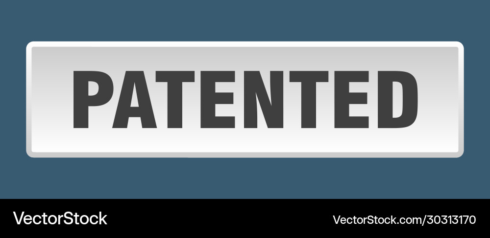 Patented button square white push Vector Image
