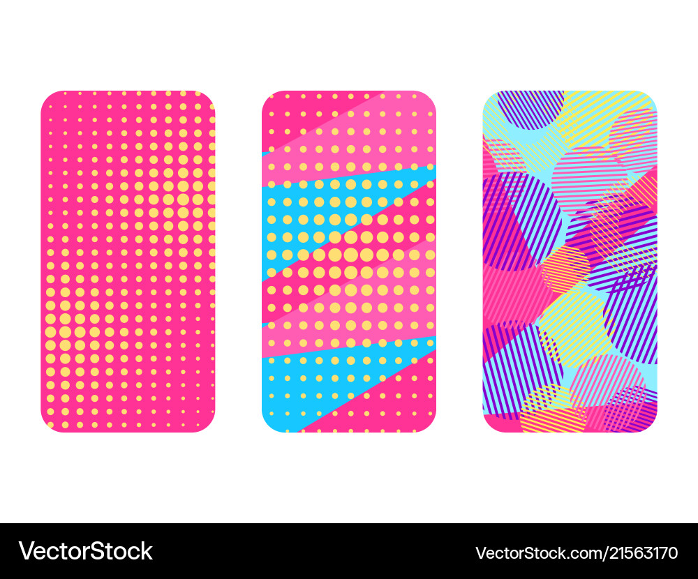 Phone case set memphis pattern background Phone case set memphis pattern background vector image