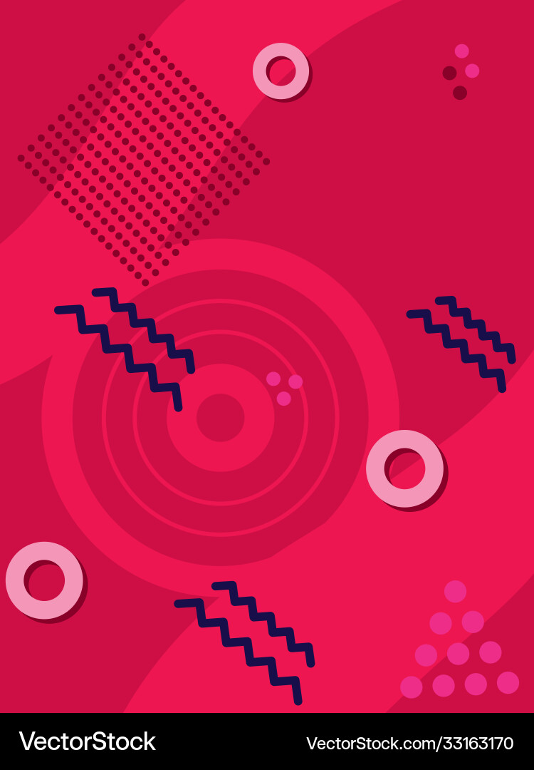 Red background with abstract shapes colorful Red background with abstract shapes colorful vector image