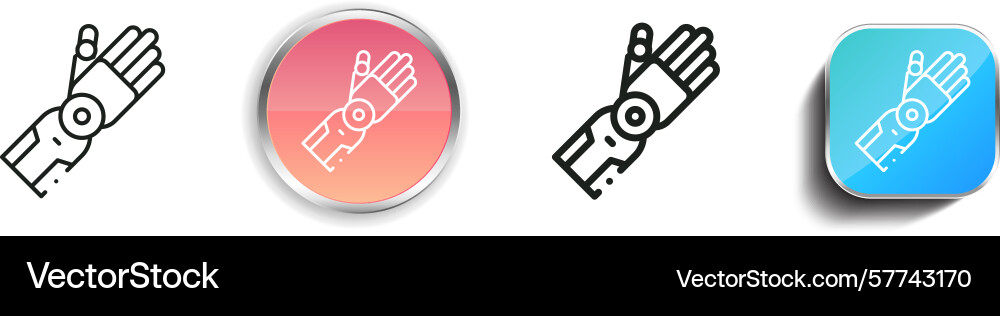 Robot arm icon thin linear regular and button Robot arm icon thin linear regular and button vector image