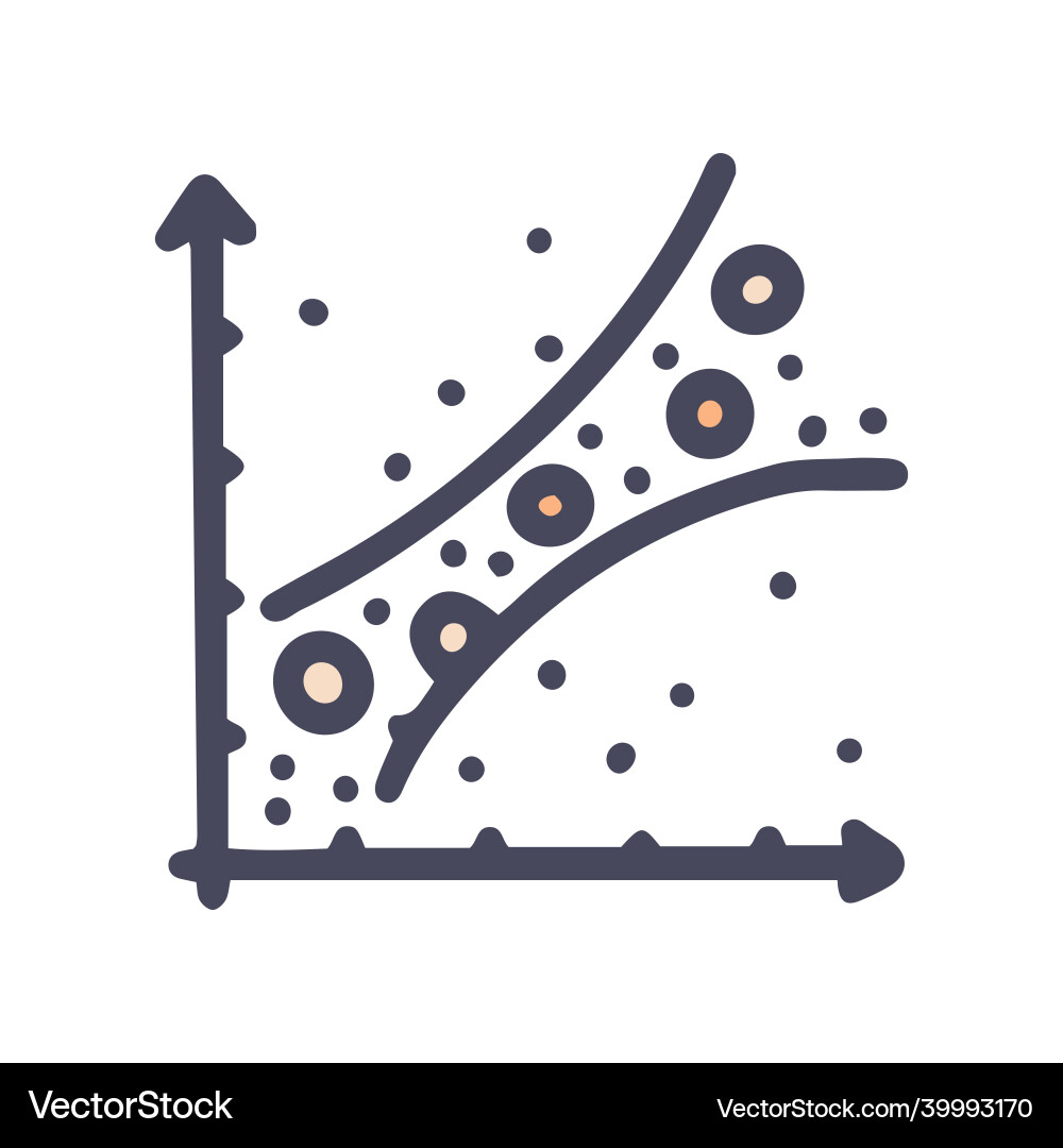 Scatter chart color doodle simple icon Scatter chart color doodle simple icon vector image
