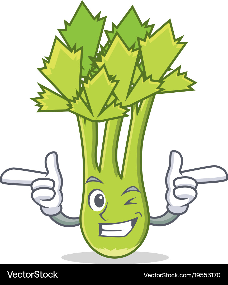 Wink celery character cartoon style Vector Image