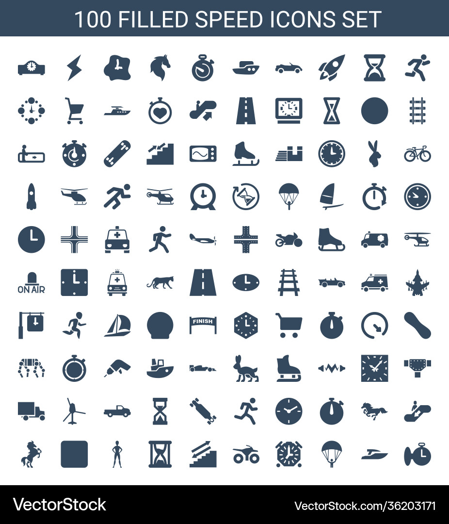 100 speed icons Vector Image