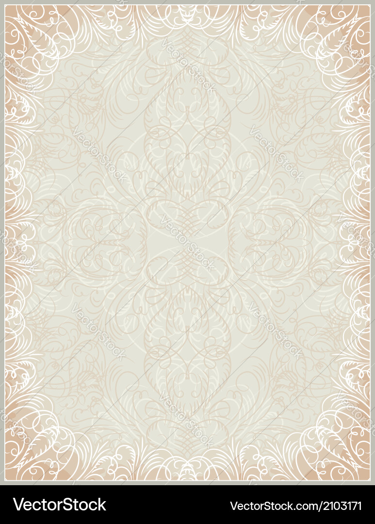 Beige certificate background with calligraphic lin Vector Image