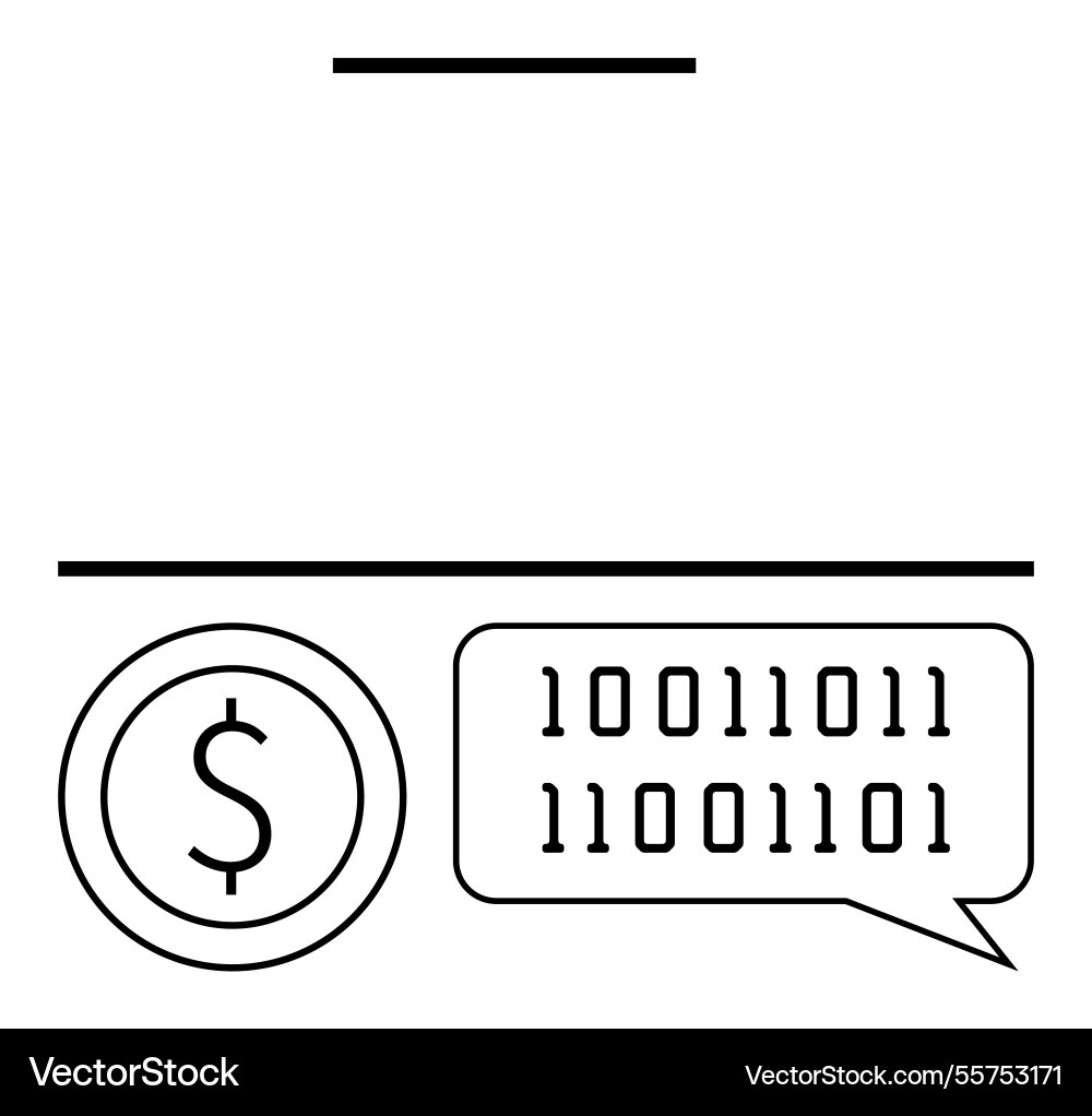 Binary code speech bubble and dollar coin Binary code speech bubble and dollar coin vector image