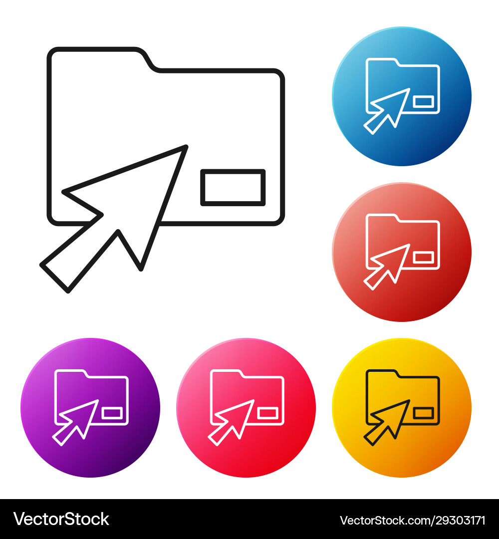 Black line cursor click document folder icon Black line cursor click document folder icon vector image