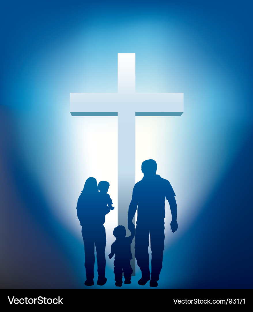 Christian Family Silhouette Vector Image