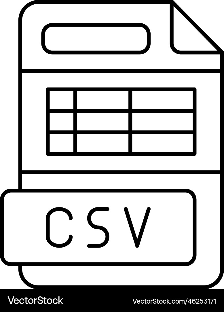 Csv file format document line icon Csv file format document line icon vector image