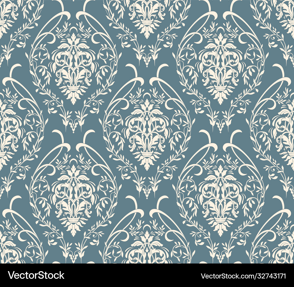 Damask seamless pattern element classical Damask seamless pattern element classical vector image
