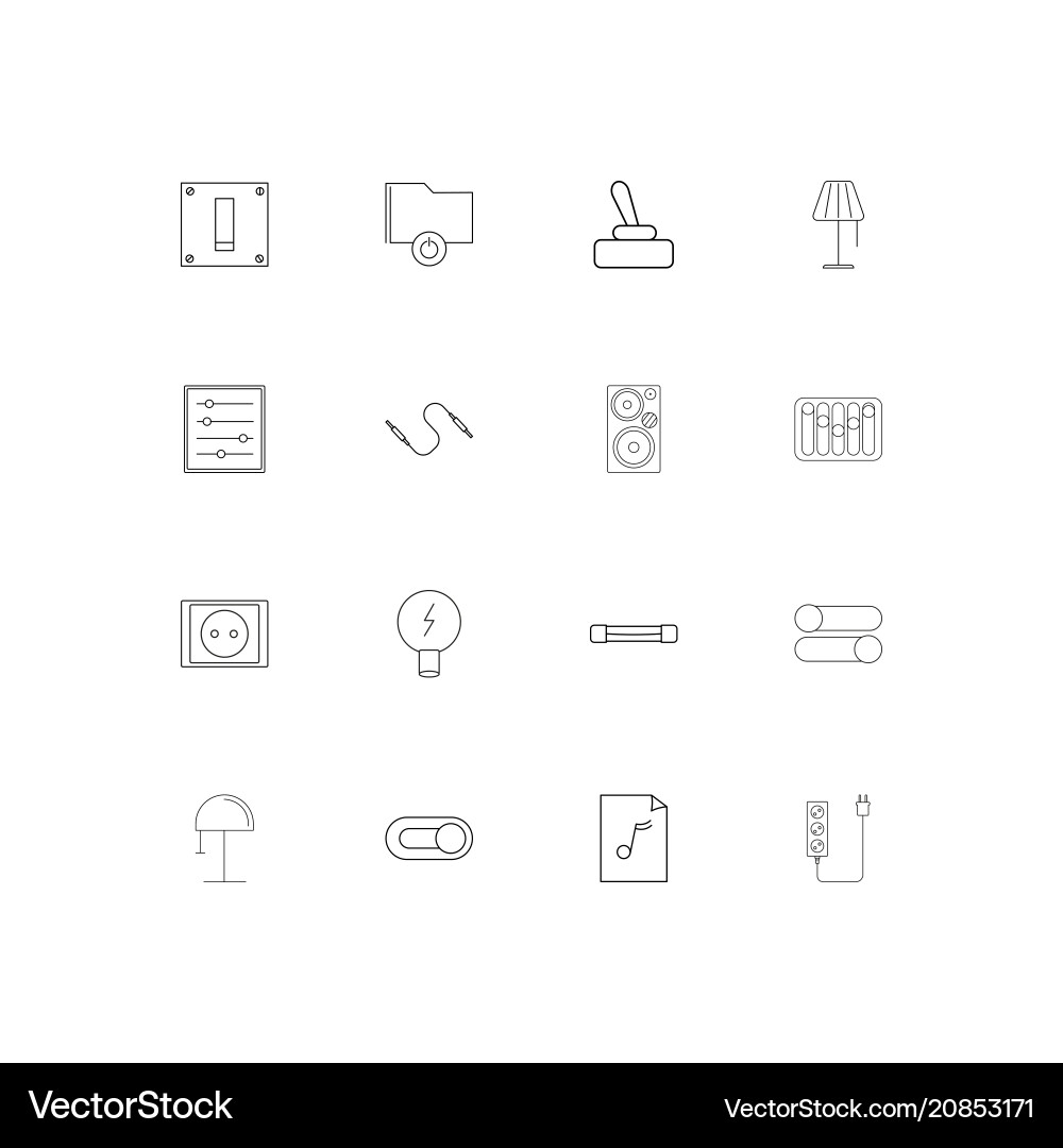 Electrical linear thin icons set outlined simple Vector Image