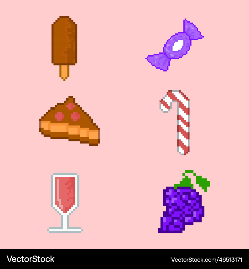 Flat design pixel art element set Flat design pixel art element set vector image