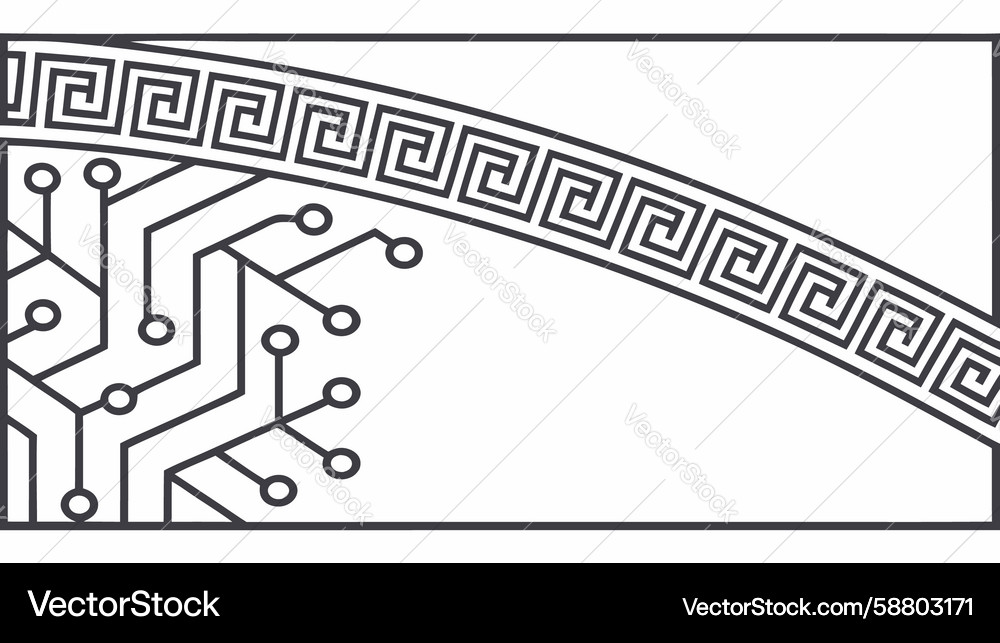 Geometric circuit board pattern border tech Vector Image