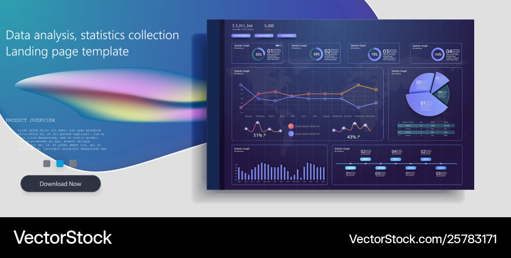 Infographic dashboard template with design graphs Vector Image