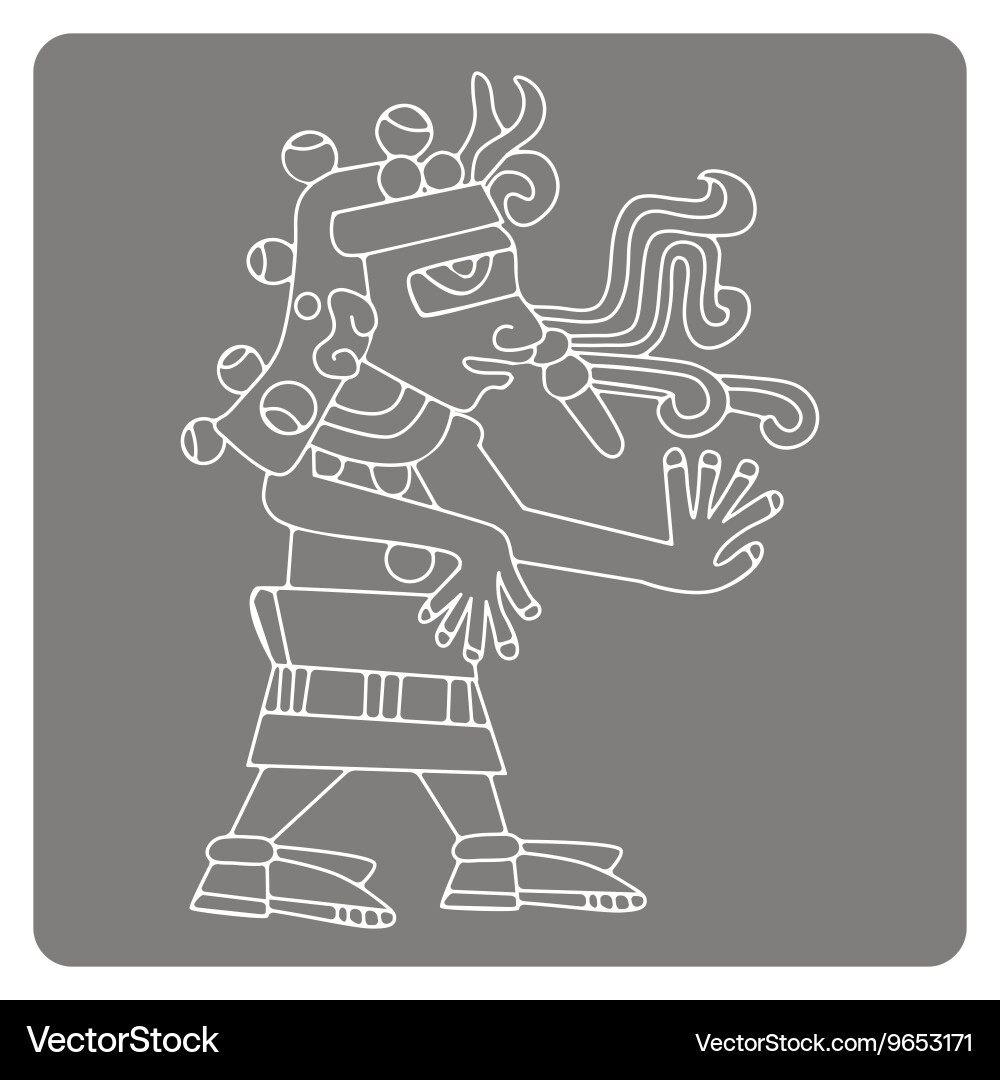 Monochrome icon with symbols from aztec codices Vector Image