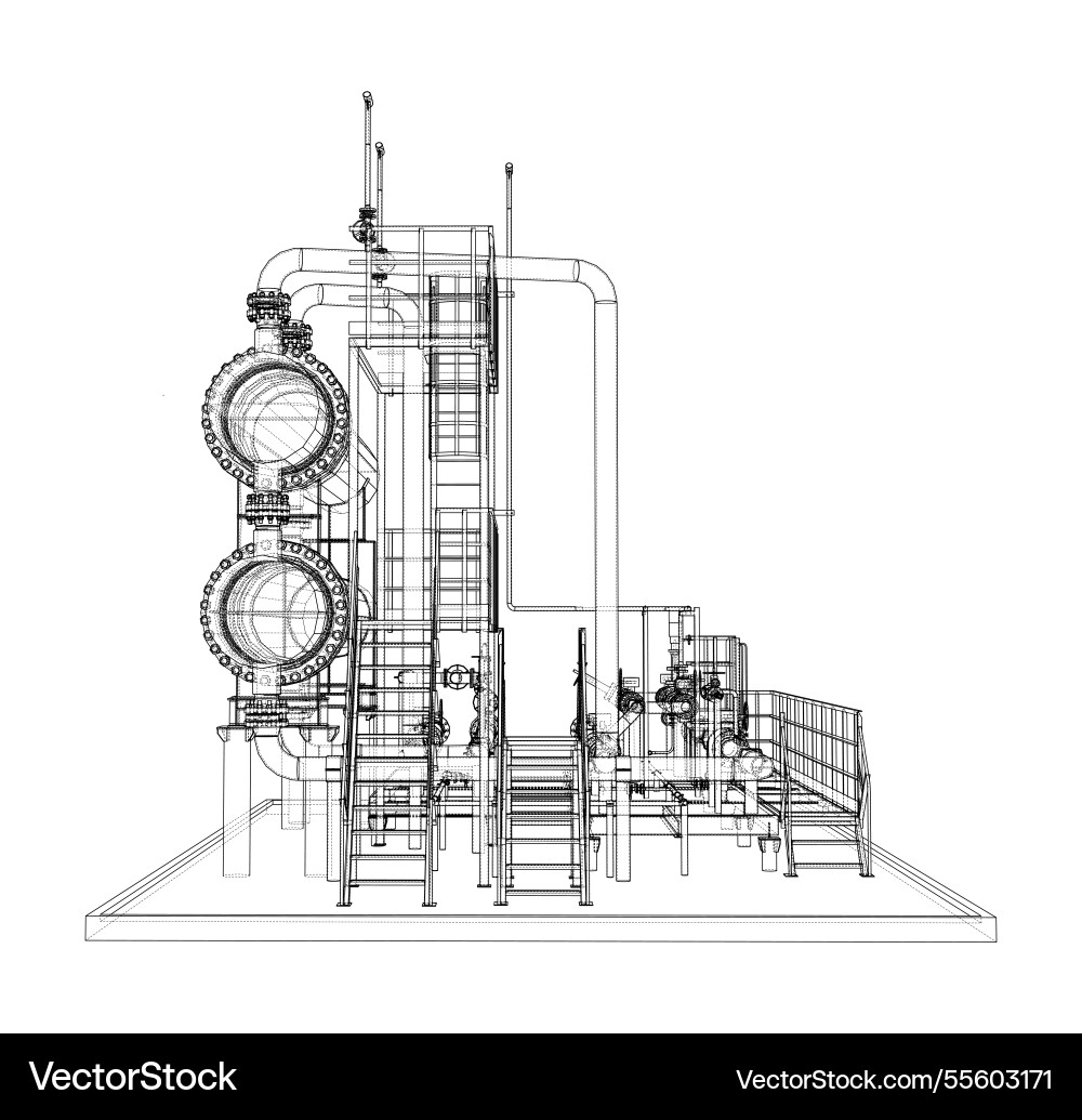 Petroleum heater exchanger rendering of 3d Petroleum heater exchanger rendering of 3d vector image