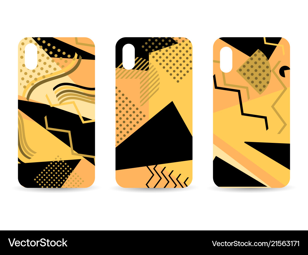 Phone case set memphis pattern background vector image