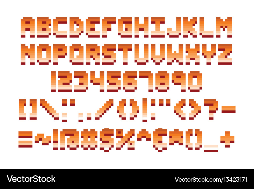 Pixel retro font computer game design Pixel retro font computer game design vector image