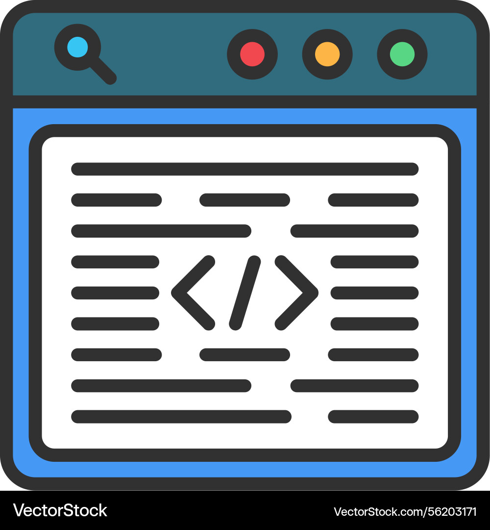 Programming language outline filled icon vector image