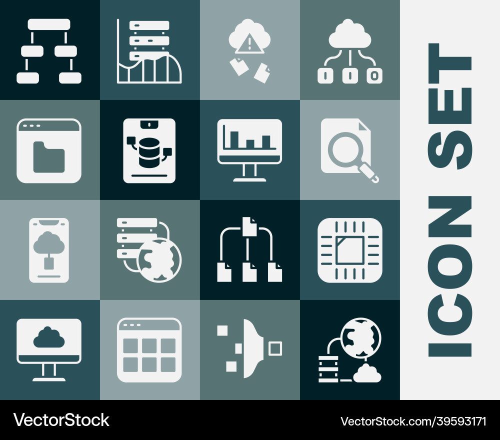 Set network cloud connection processor with cpu Set network cloud connection processor with cpu vector image