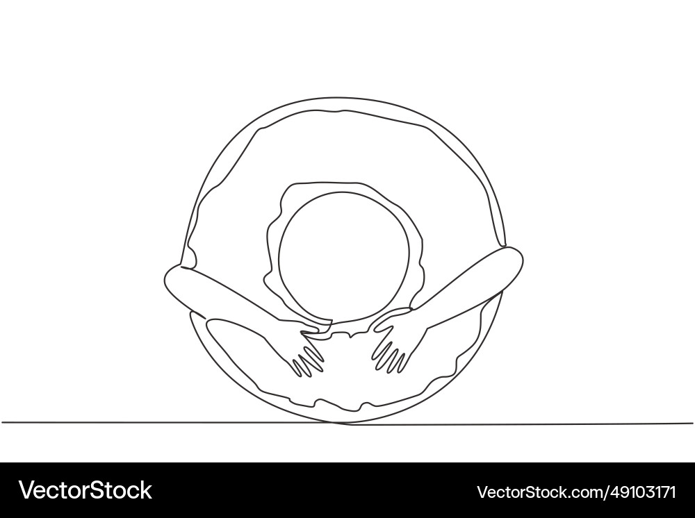 Single continuous line drawing of hands hugging Single continuous line drawing of hands hugging vector image