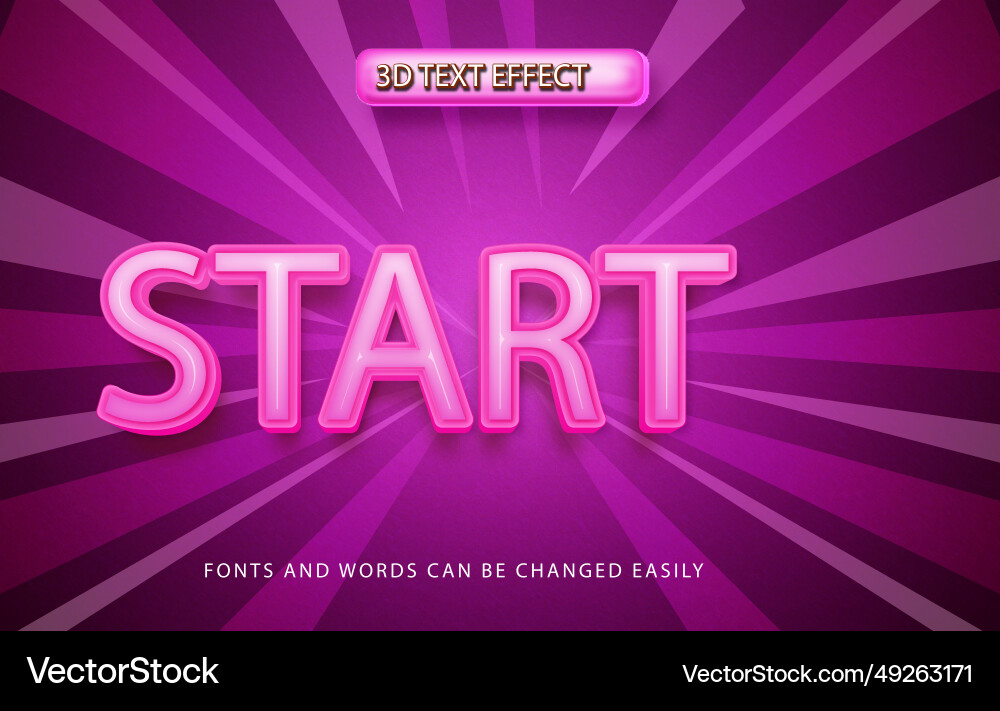 Start 3d editable text effect style Vector Image