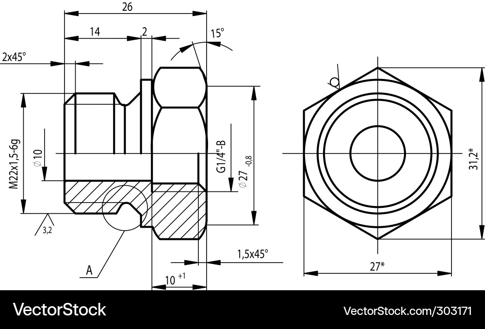 Technical Engineering Blueprint vector image