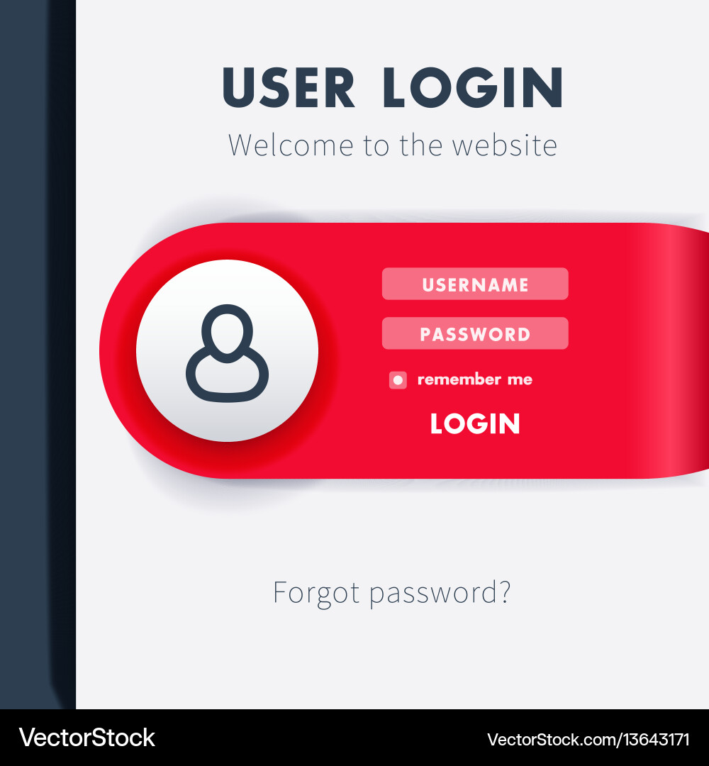 User login window template page for website vector image