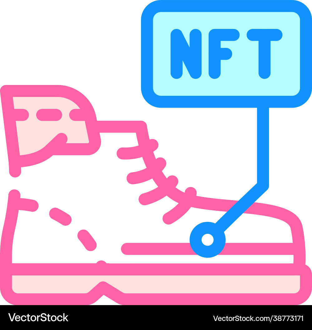 Virtual blockchain-based sneakers color icon Virtual blockchain-based sneakers color icon vector image