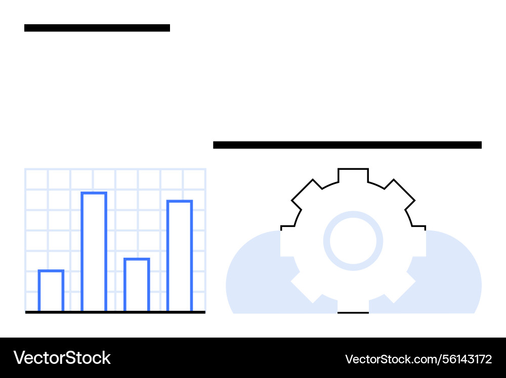 Bar chart analysis and cloud gear integration Bar chart analysis and cloud gear integration Vector Image