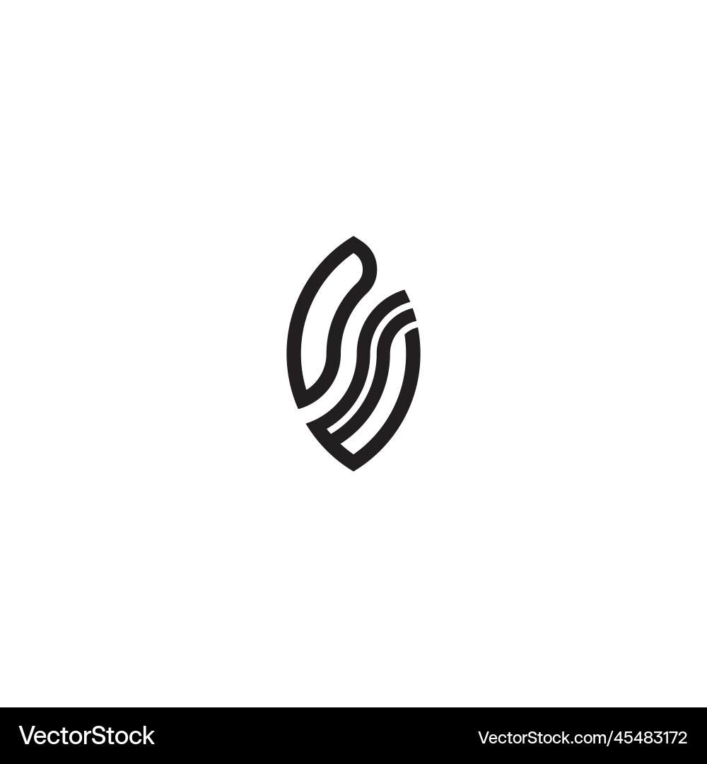 Dw leaf shape line initial concept with high vector image
