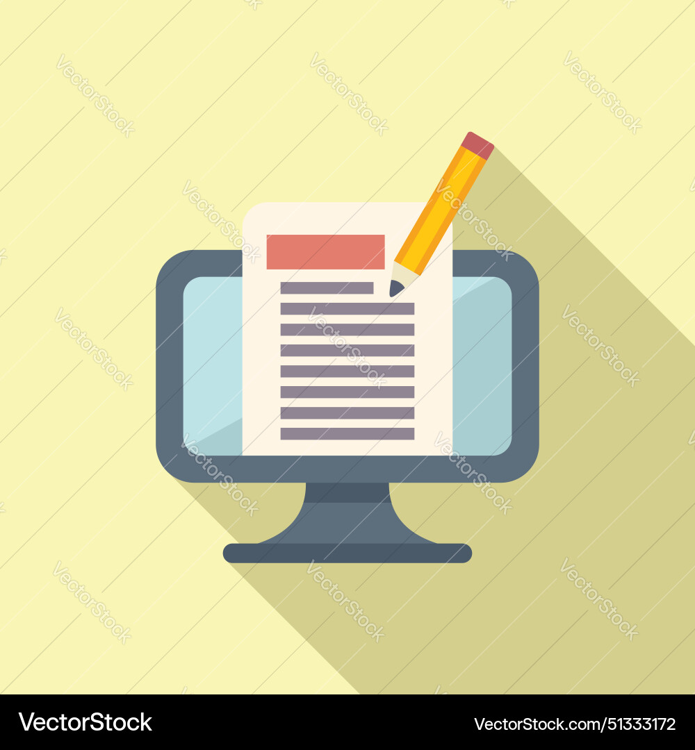 Flat design of a computer monitor with blog Flat design of a computer monitor with blog vector image