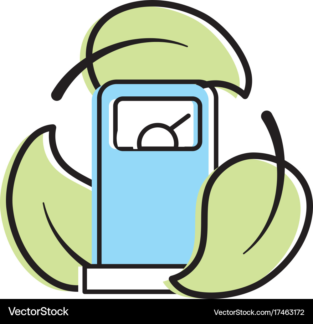 Gas machine with ecological leaves around Vector Image
