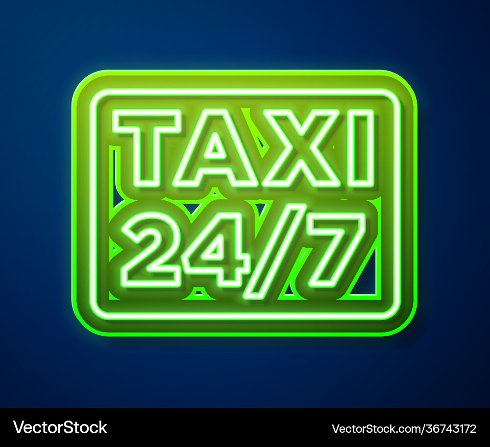 Glowing neon line map pointer with taxi icon vector image
