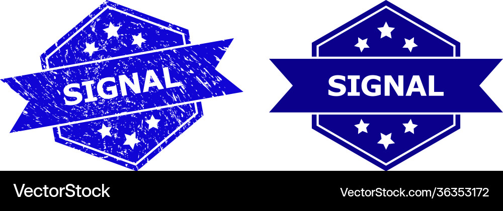 Hexagonal signal seal with unclean style and clean vector image