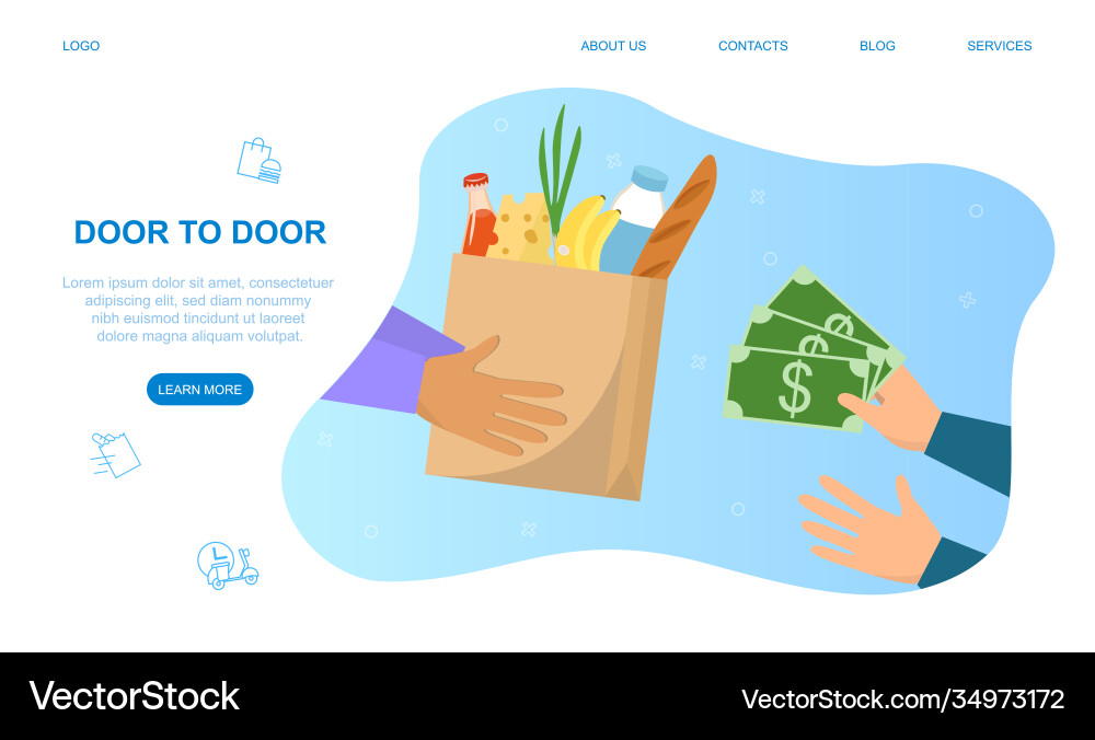Landing page food delivery service Landing page food delivery service vector image
