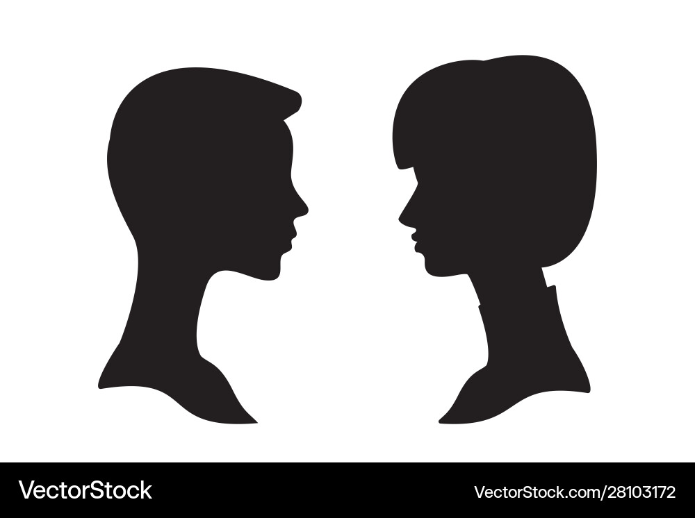 Man and woman side profile head silhouettes Man and woman side profile head silhouettes vector image