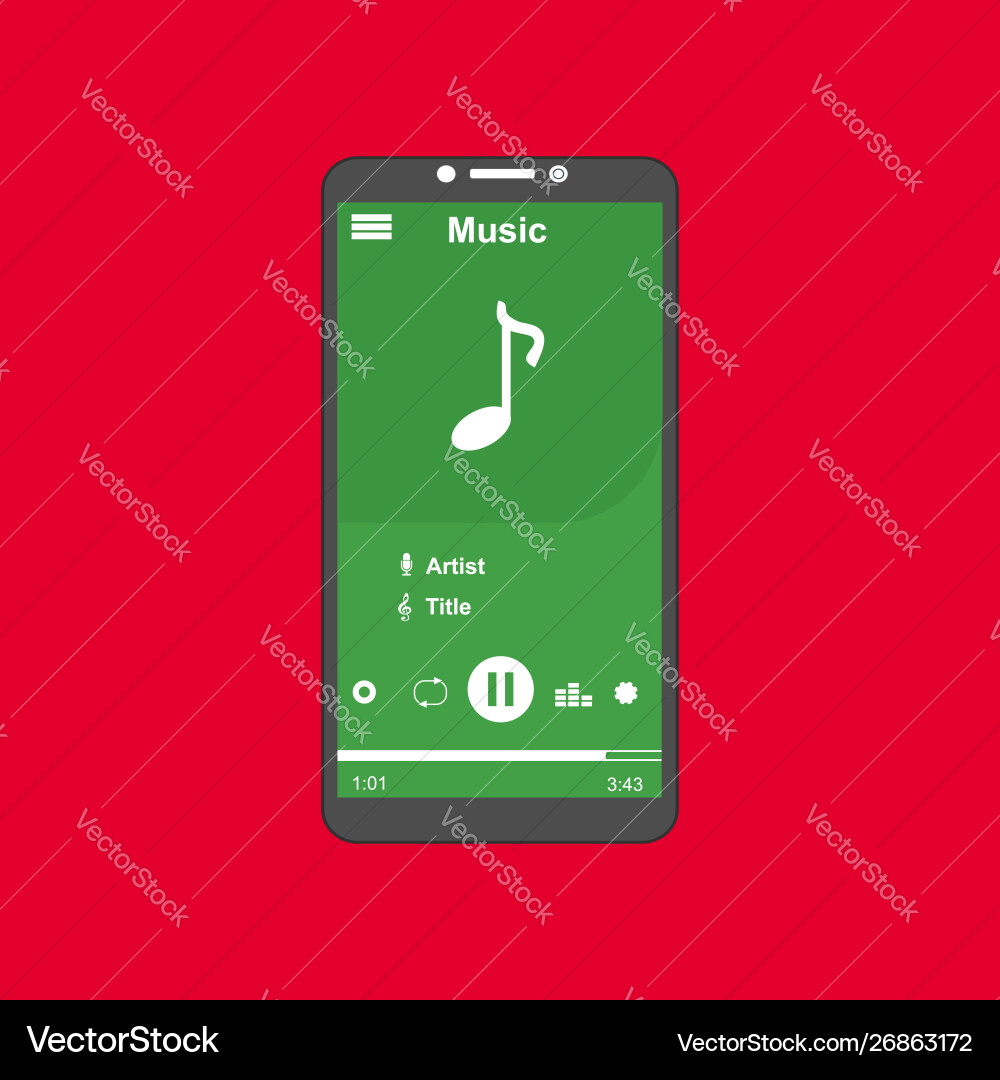 Media player application app template with flat Media player application app template with flat vector image