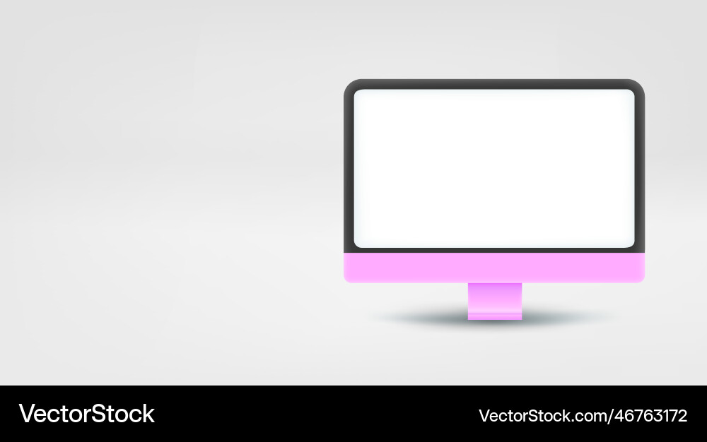 Modern computer monitor with blank screen 3d vector image