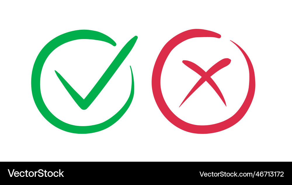 Ok and x button set isolated on background Ok and x button set isolated on background vector image